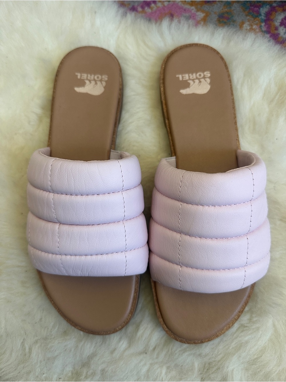 Sorel Ella III Puff Slide Sandals Pink Quilted Comfort Slides Cushioned Size 8.5 - Picture 3 of 7
